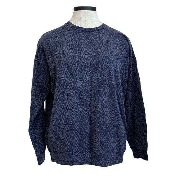 Athleta crew neck navy blue brindle pattern long sleeve sweater size small runs - Picture 1 of 12